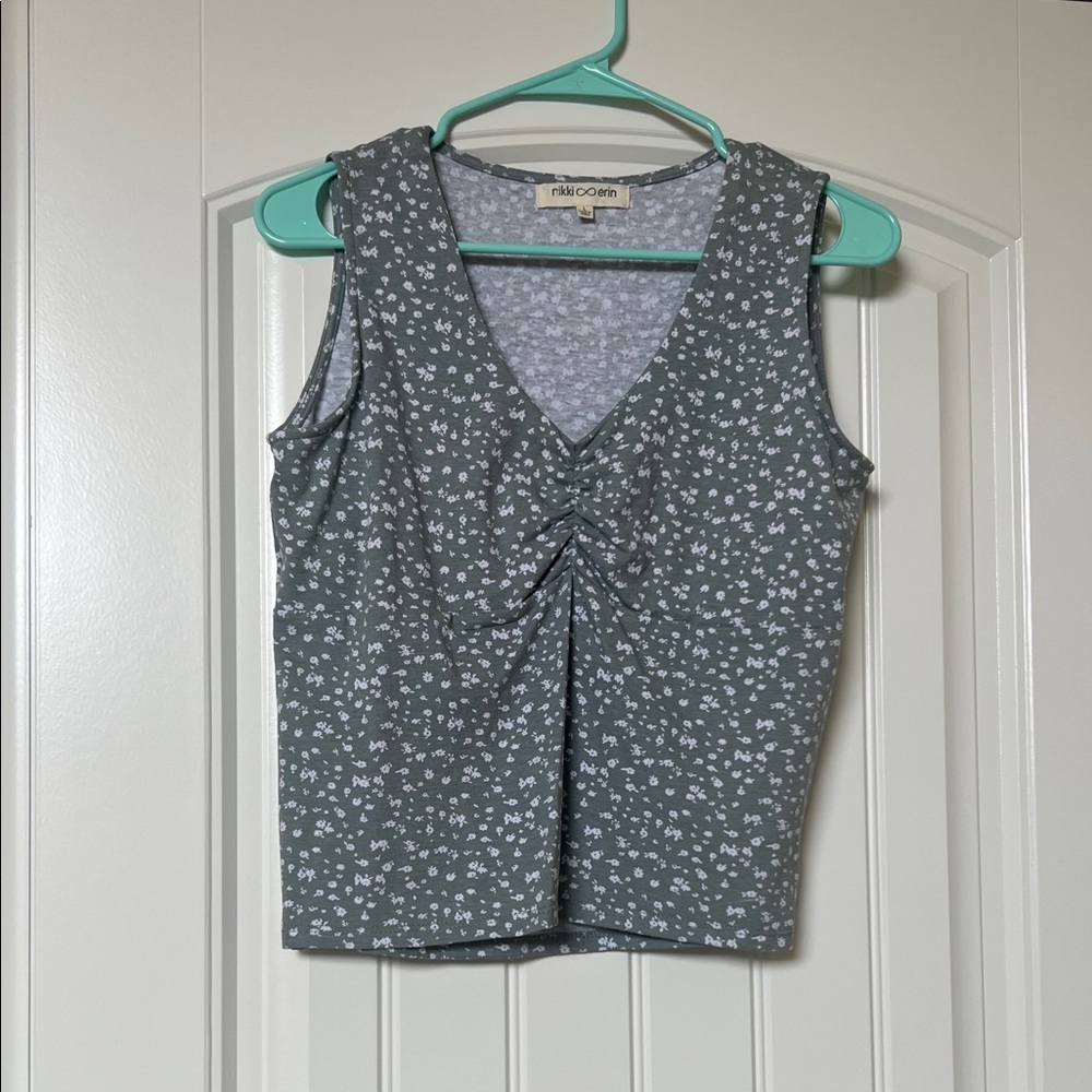 Gray Floral Women's Top